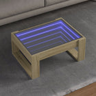 Coffee Table with Infinity LED 70x53x30 cm Sonoma Oak
