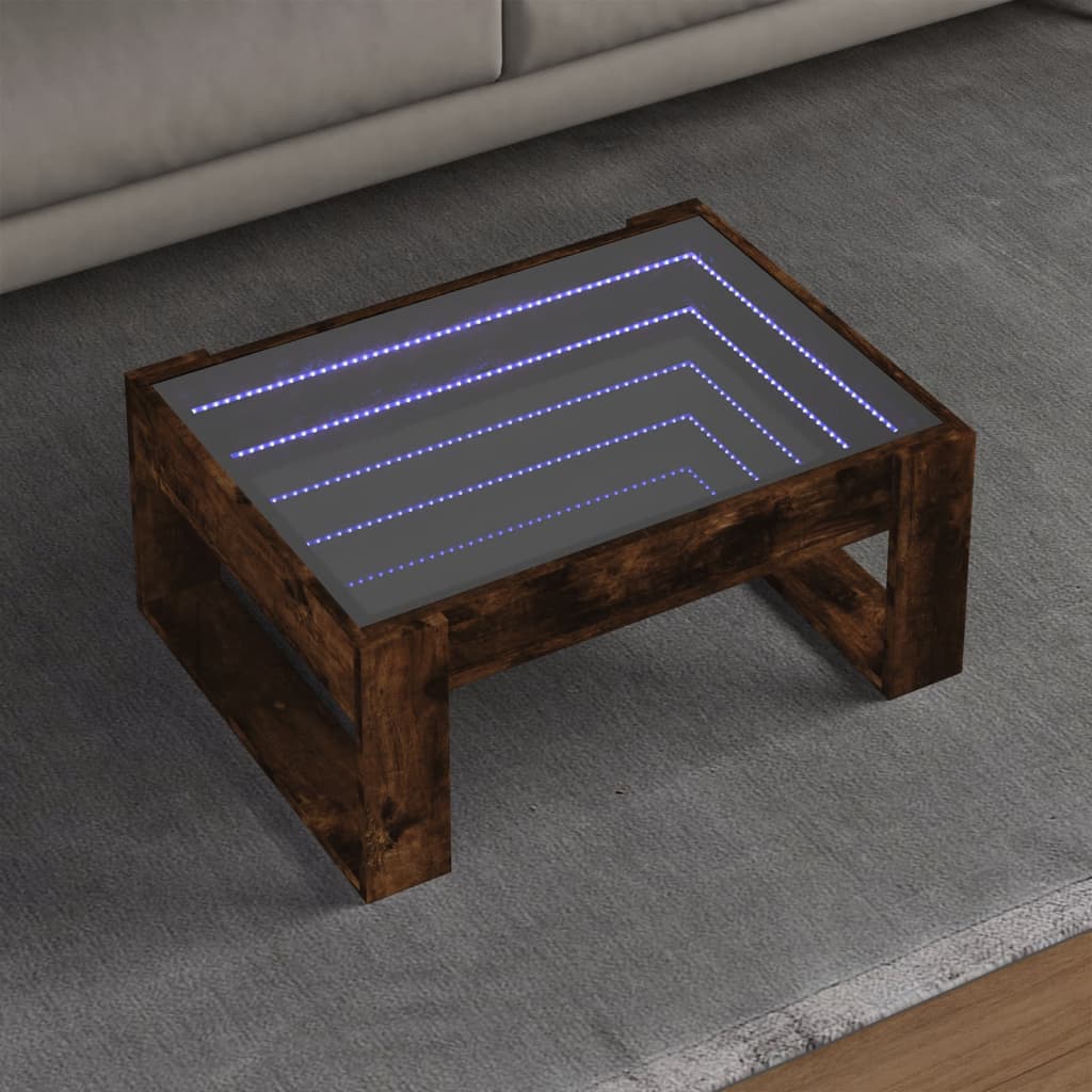 Salontafel met Infinity LED 70x53x30 cm gerookt eikenkleurig