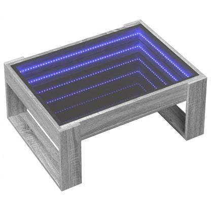Salontafel met Infinity LED 70x53x30 cm grijs sonoma eikenkleur