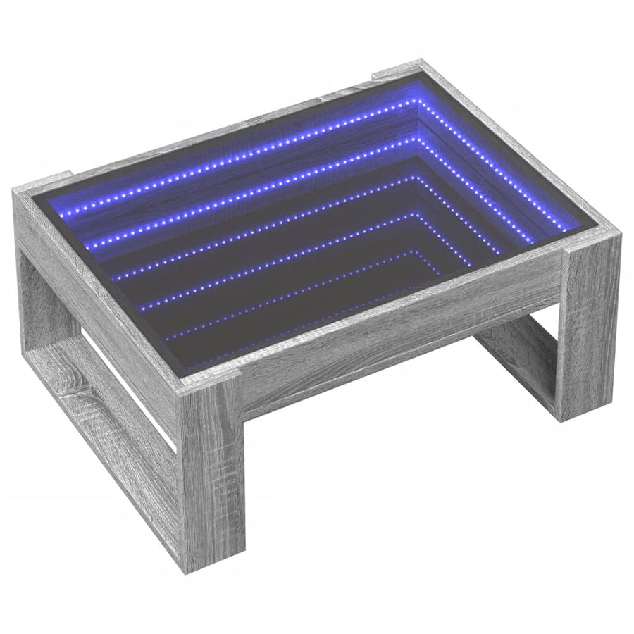 Salontafel met Infinity LED 70x53x30 cm grijs sonoma eikenkleur