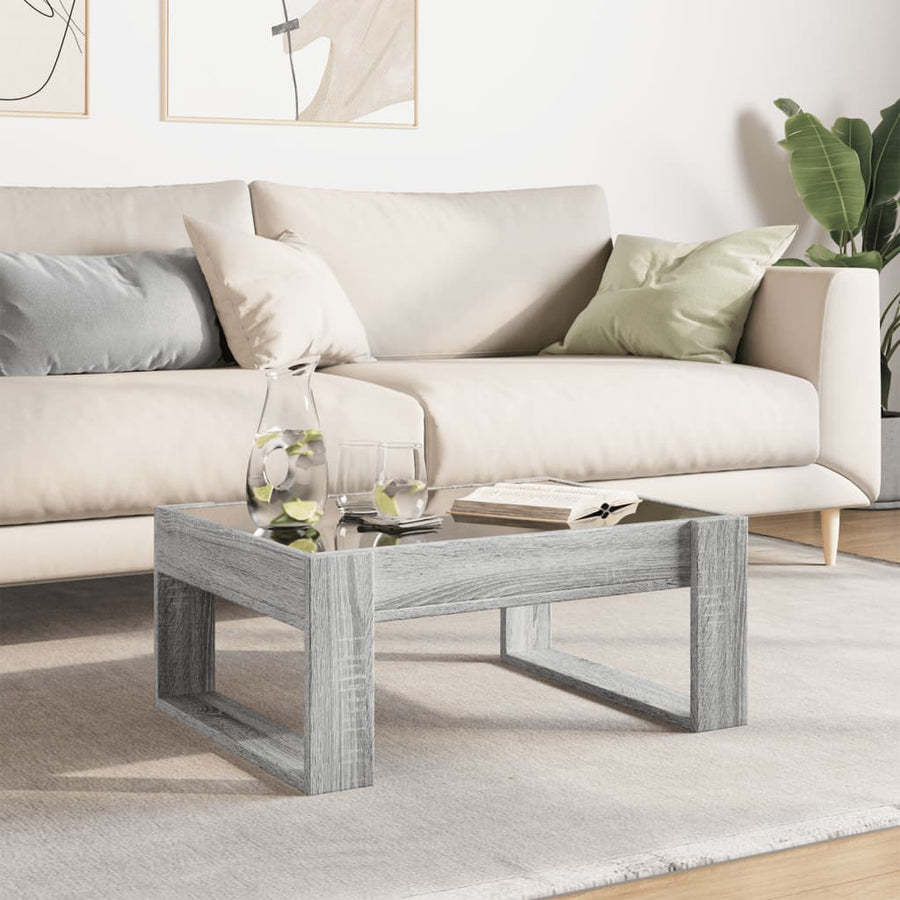 Salontafel met Infinity LED 70x53x30 cm grijs sonoma eikenkleur
