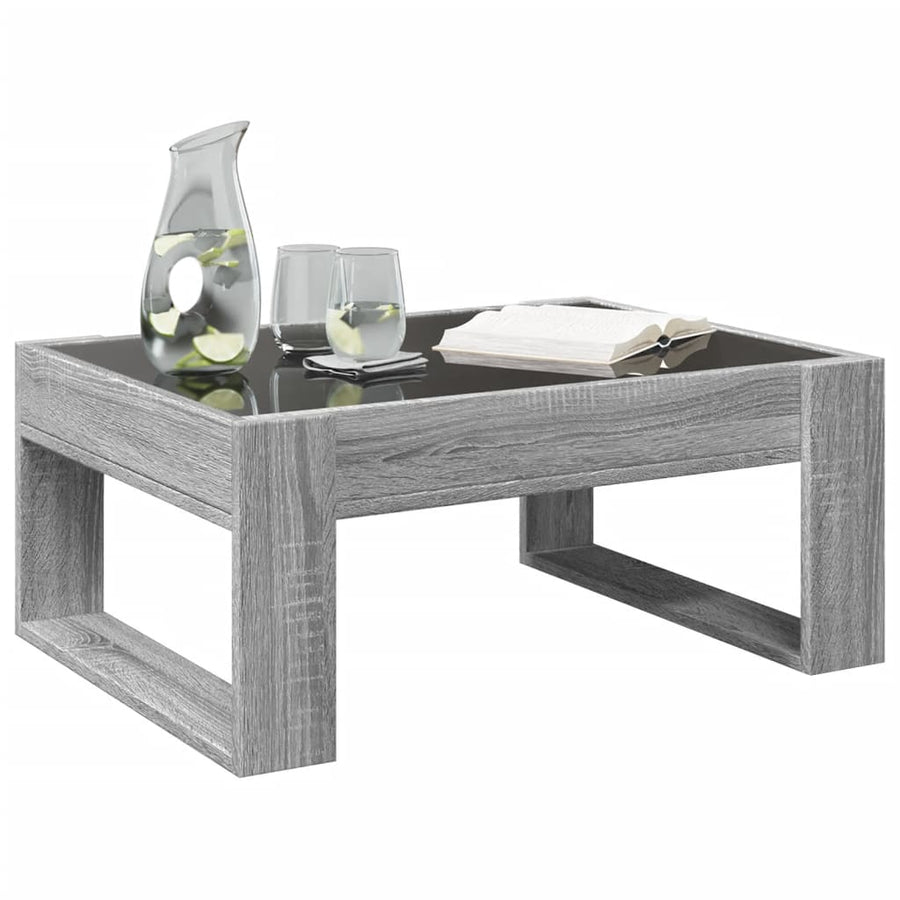 Salontafel met Infinity LED 70x53x30 cm grijs sonoma eikenkleur