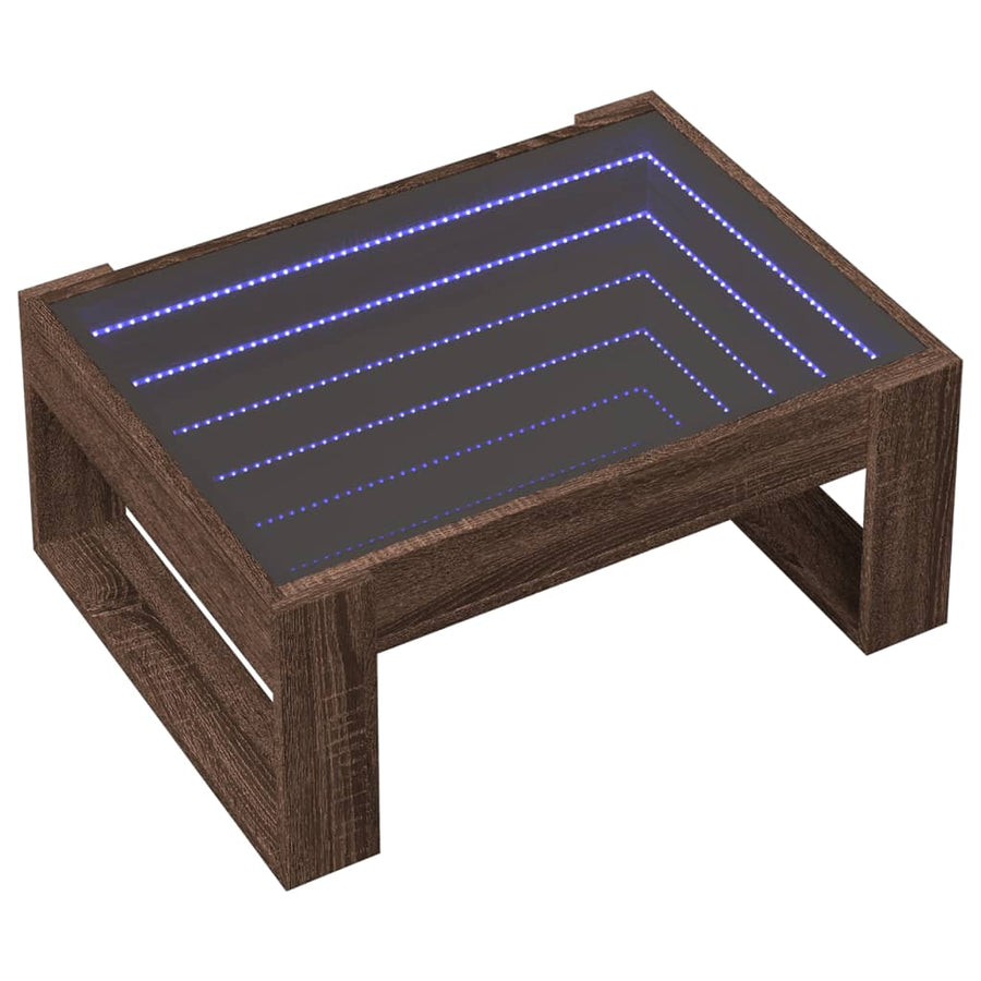 Salontafel met Infinity LED 70x53x30 cm bruin eikenkleurig