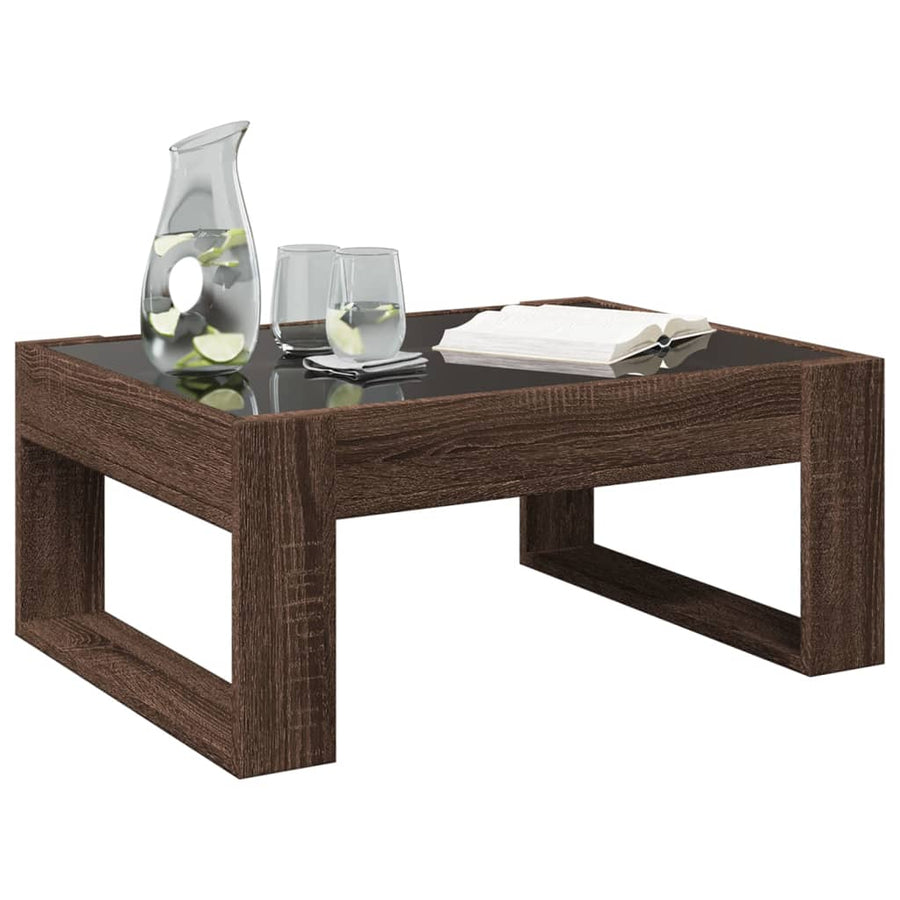 Salontafel met Infinity LED 70x53x30 cm bruin eikenkleurig
