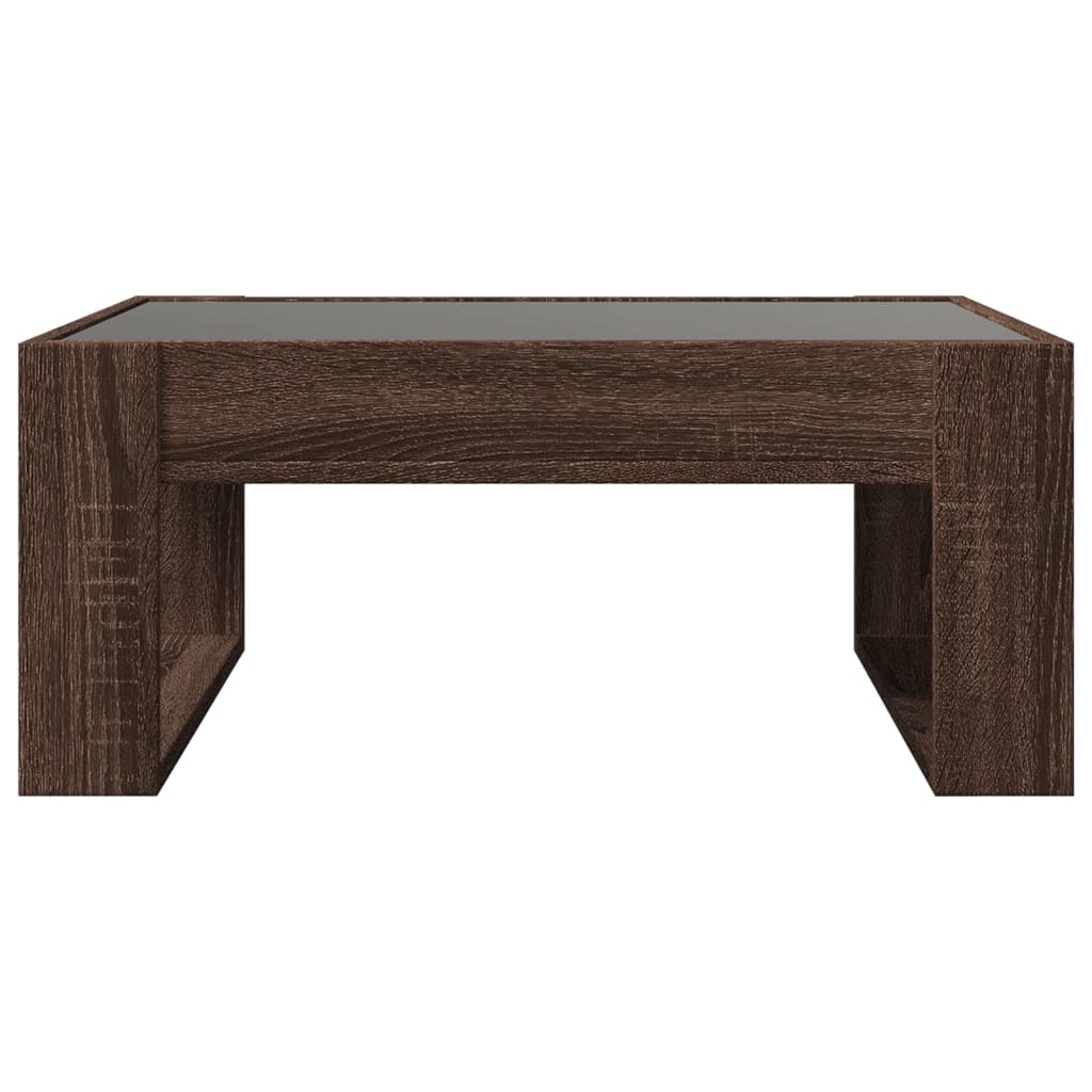 Salontafel met Infinity LED 70x53x30 cm bruin eikenkleurig