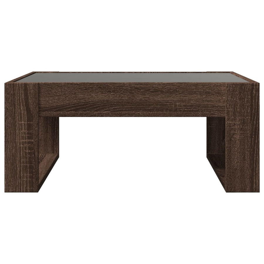 Salontafel met Infinity LED 70x53x30 cm bruin eikenkleurig