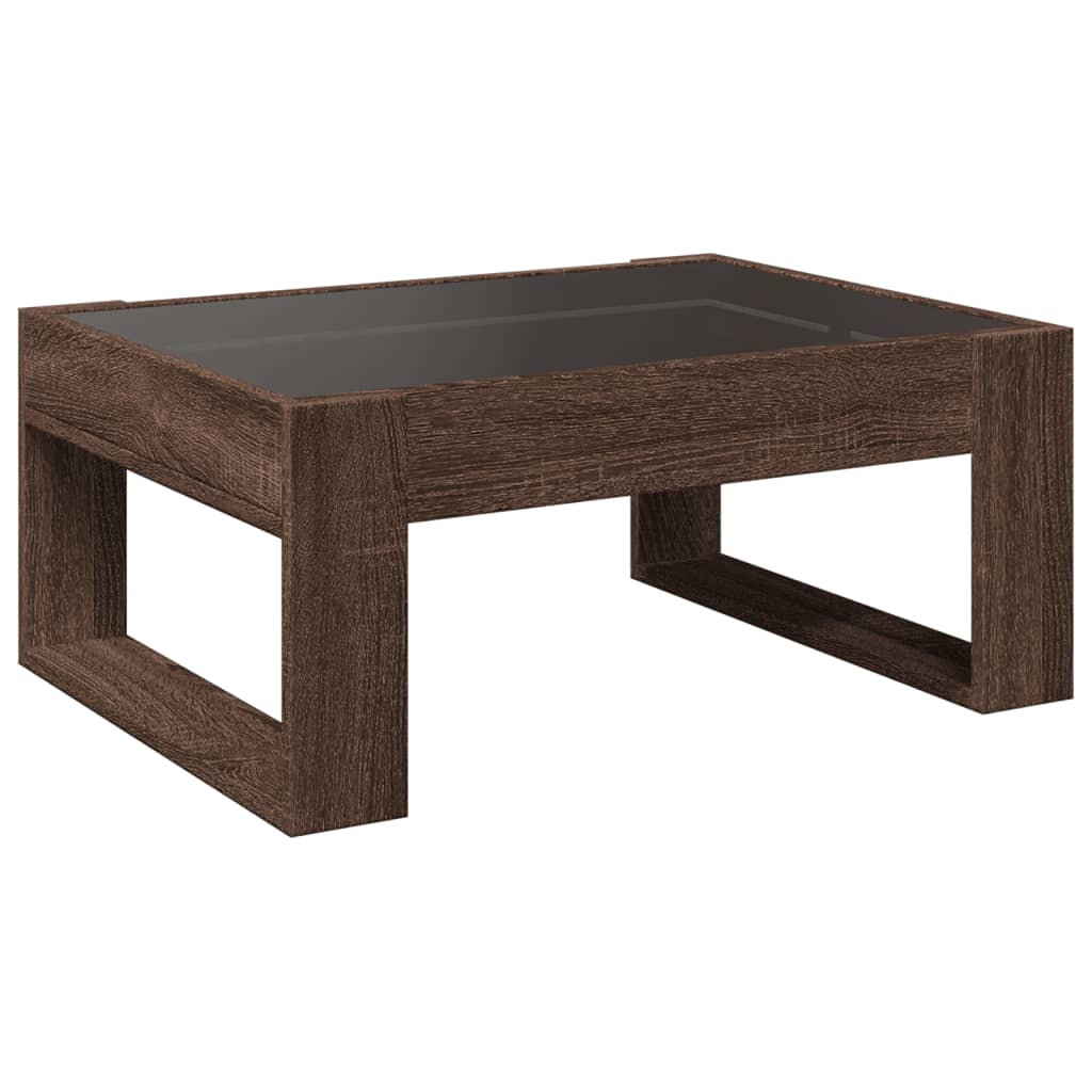 Salontafel met Infinity LED 70x53x30 cm bruin eikenkleurig