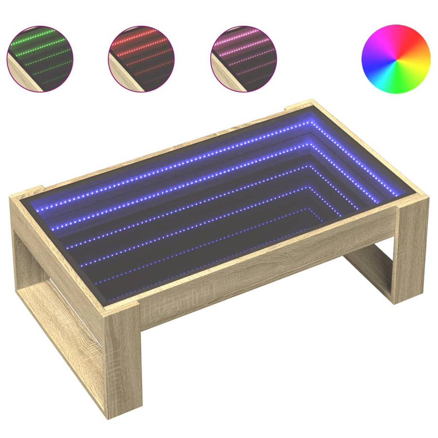 Salontafel met Infinity LED 90x53x30 cm sonoma eikenkleurig