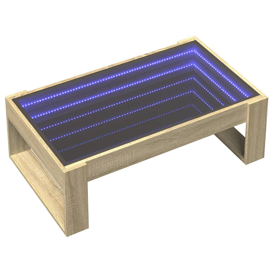 Salontafel met Infinity LED 90x53x30 cm sonoma eikenkleurig