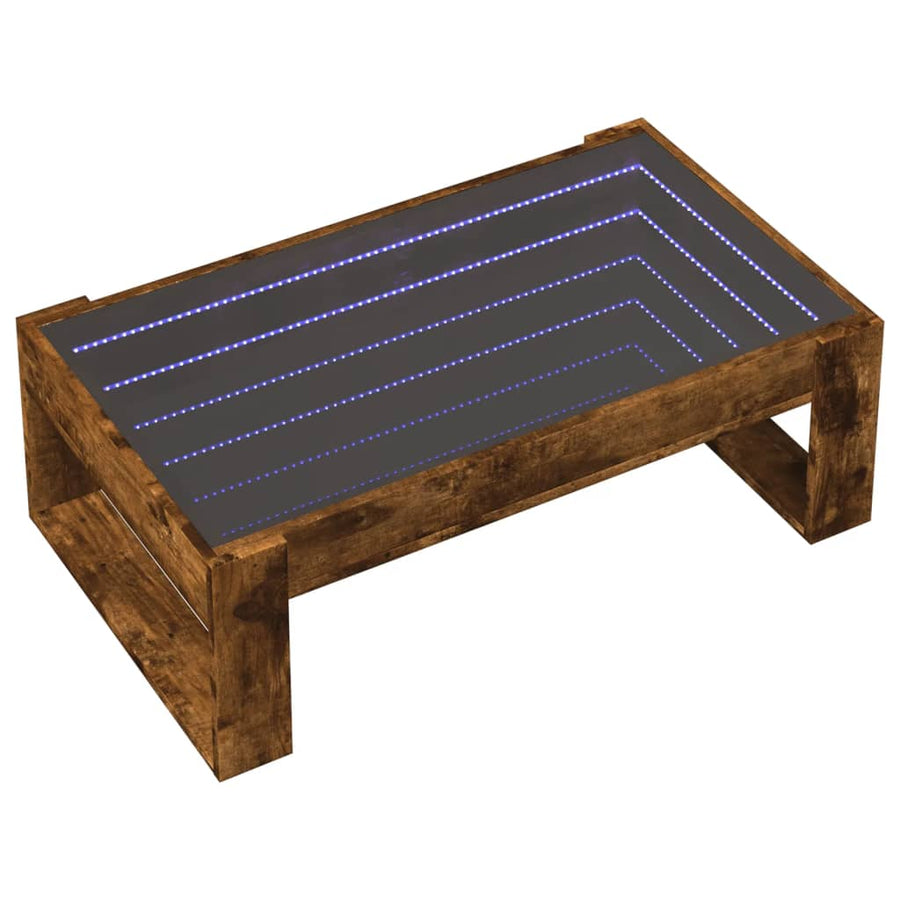 Salontafel met Infinity LED 90x53x30 cm gerookt eikenkleurig