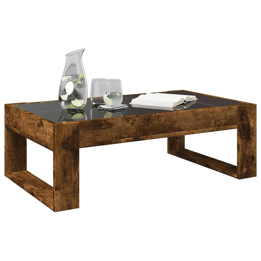 Salontafel met Infinity LED 90x53x30 cm gerookt eikenkleurig