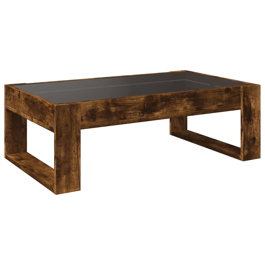 Salontafel met Infinity LED 90x53x30 cm gerookt eikenkleurig