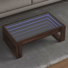 Salontafel met Infinity LED 90x53x30 cm bruin eikenkleurig