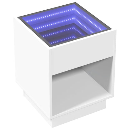 Salontafel met Infinity LED 40x40x50 cm wit