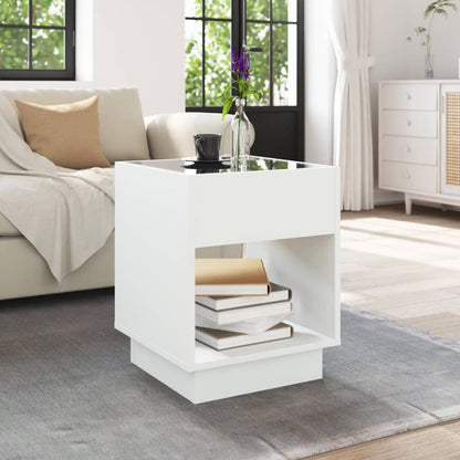 Salontafel met Infinity LED 40x40x50 cm wit