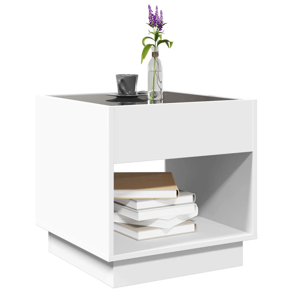 Salontafel met Infinity LED 40x40x50 cm wit