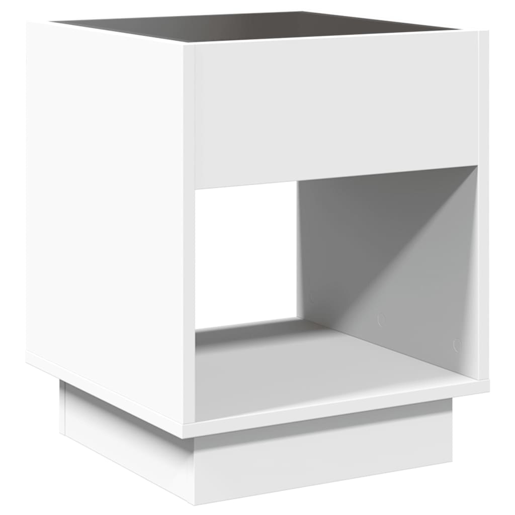 Salontafel met Infinity LED 40x40x50 cm wit