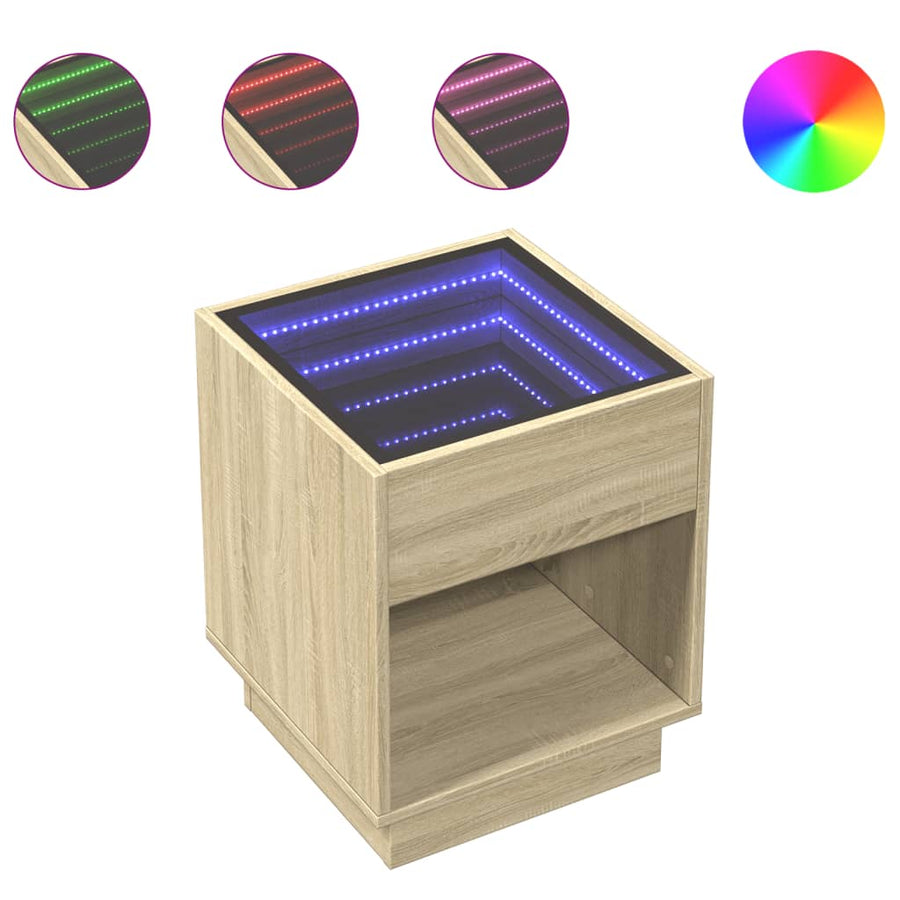 Salontafel met Infinity LED 40x40x50 cm sonoma eikenkleurig
