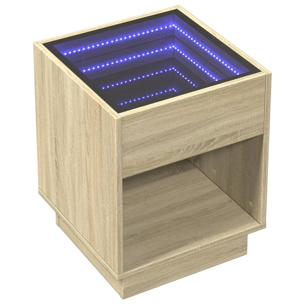Salontafel met Infinity LED 40x40x50 cm sonoma eikenkleurig
