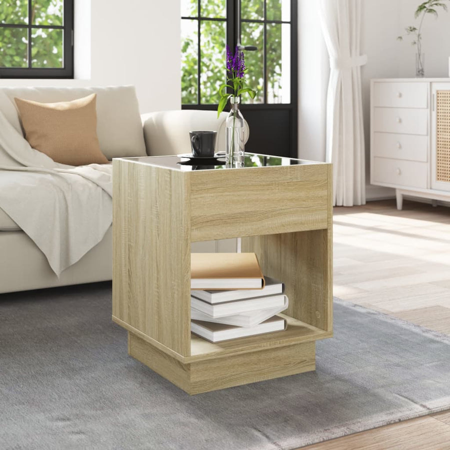 Salontafel met Infinity LED 40x40x50 cm sonoma eikenkleurig