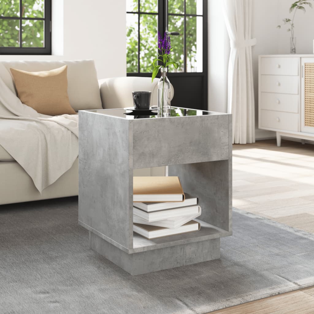Salontafel met Infinity LED 40x40x50 cm betongrijs
