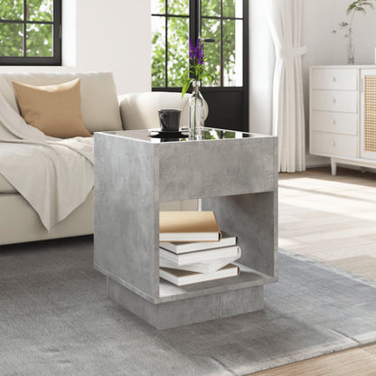 Salontafel met Infinity LED 40x40x50 cm betongrijs