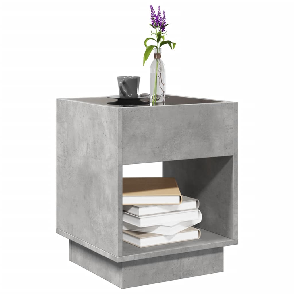 Salontafel met Infinity LED 40x40x50 cm betongrijs