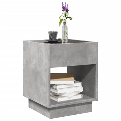 Salontafel met Infinity LED 40x40x50 cm betongrijs
