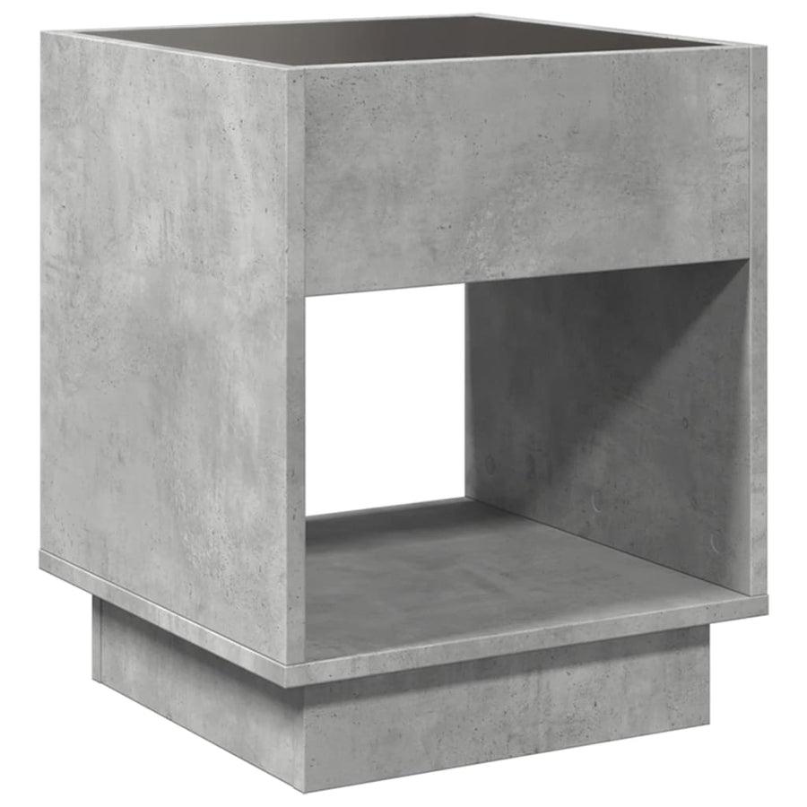 Salontafel met Infinity LED 40x40x50 cm betongrijs
