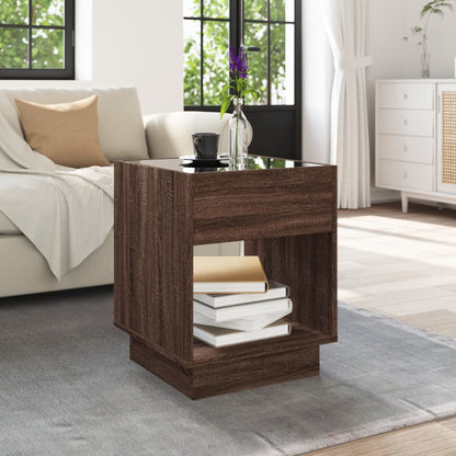 Salontafel met Infinity LED 40x40x50 cm bruin eikenkleurig