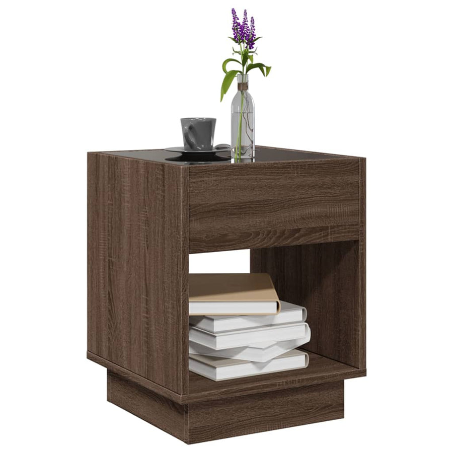 Salontafel met Infinity LED 40x40x50 cm bruin eikenkleurig