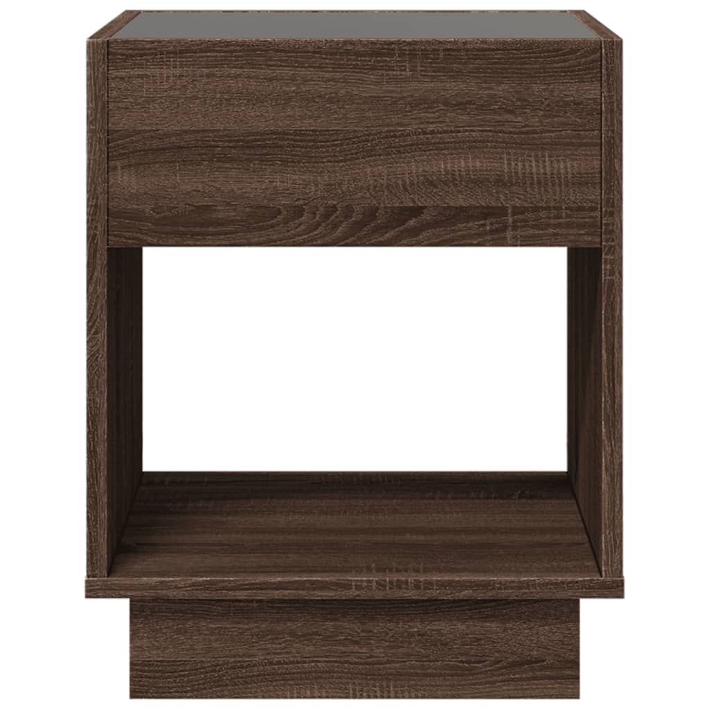 Salontafel met Infinity LED 40x40x50 cm bruin eikenkleurig