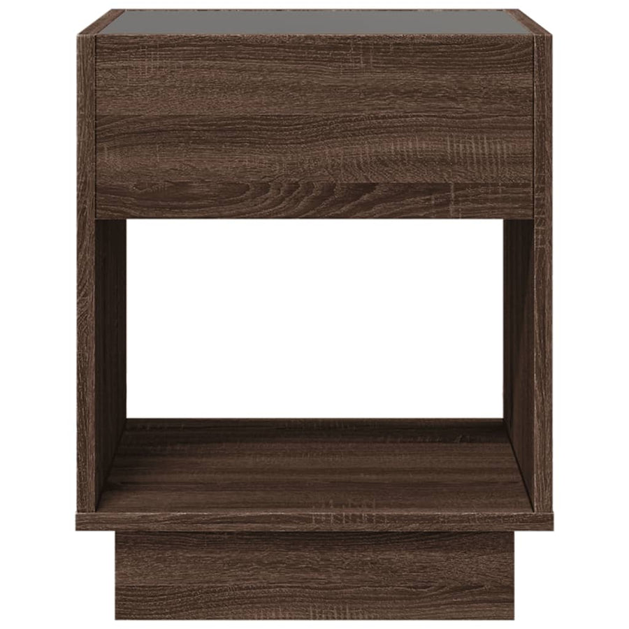 Salontafel met Infinity LED 40x40x50 cm bruin eikenkleurig
