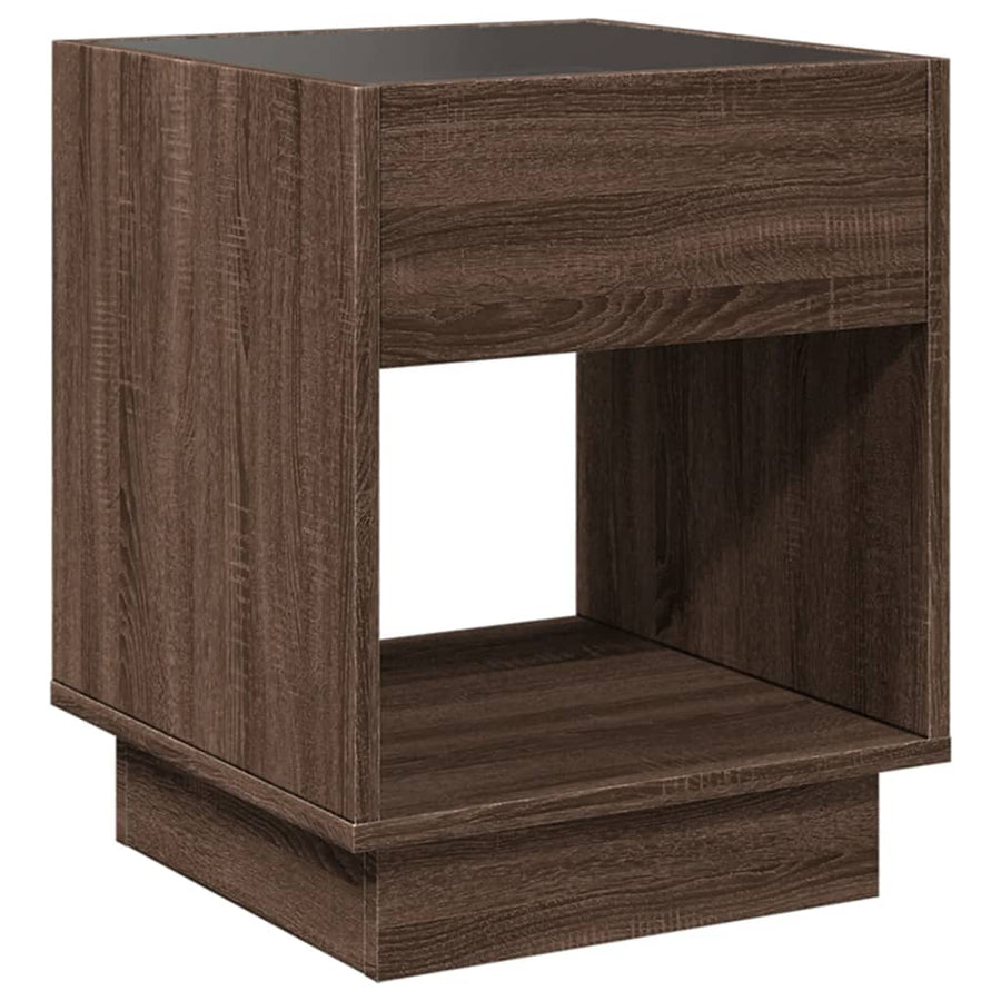 Salontafel met Infinity LED 40x40x50 cm bruin eikenkleurig