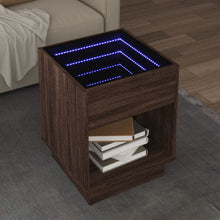 Salontafel met Infinity LED 40x40x50 cm bruin eikenkleurig