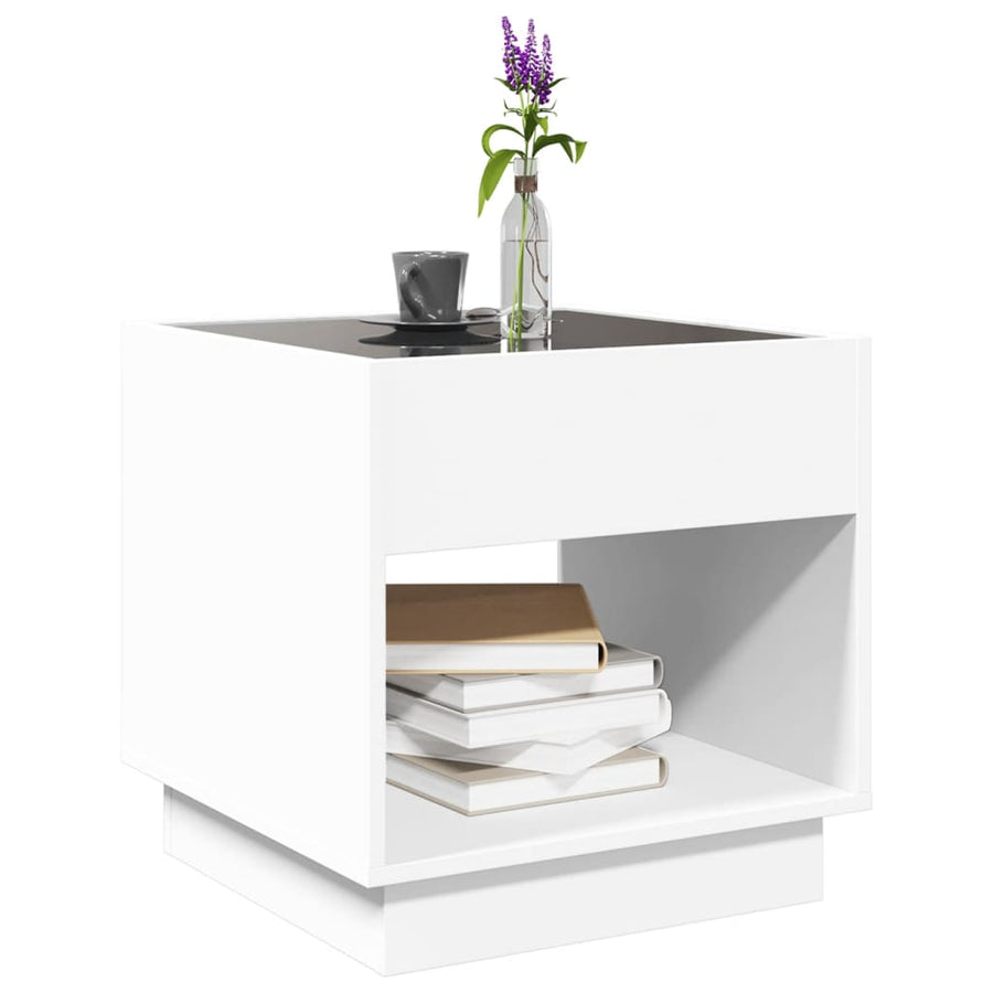 Salontafel met Infinity LED 50x50x50 cm wit