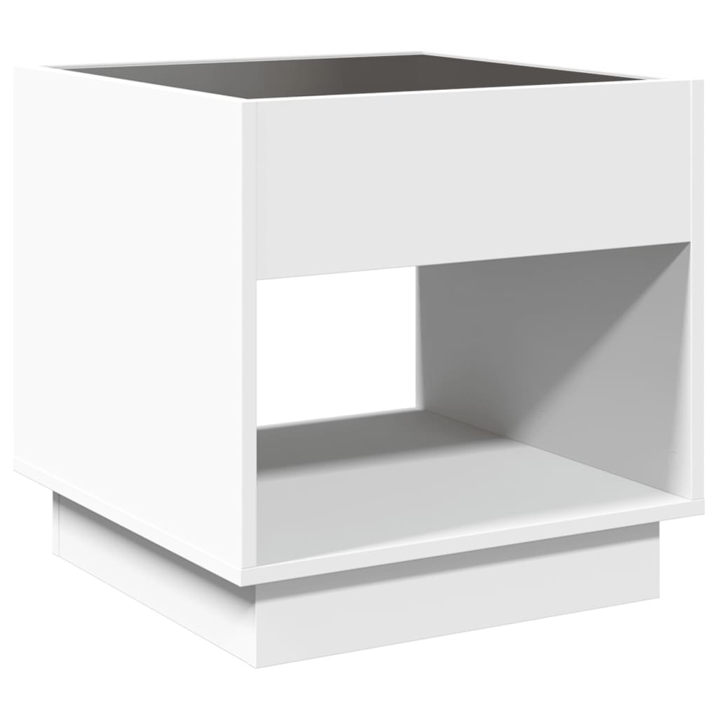 Salontafel met Infinity LED 50x50x50 cm wit