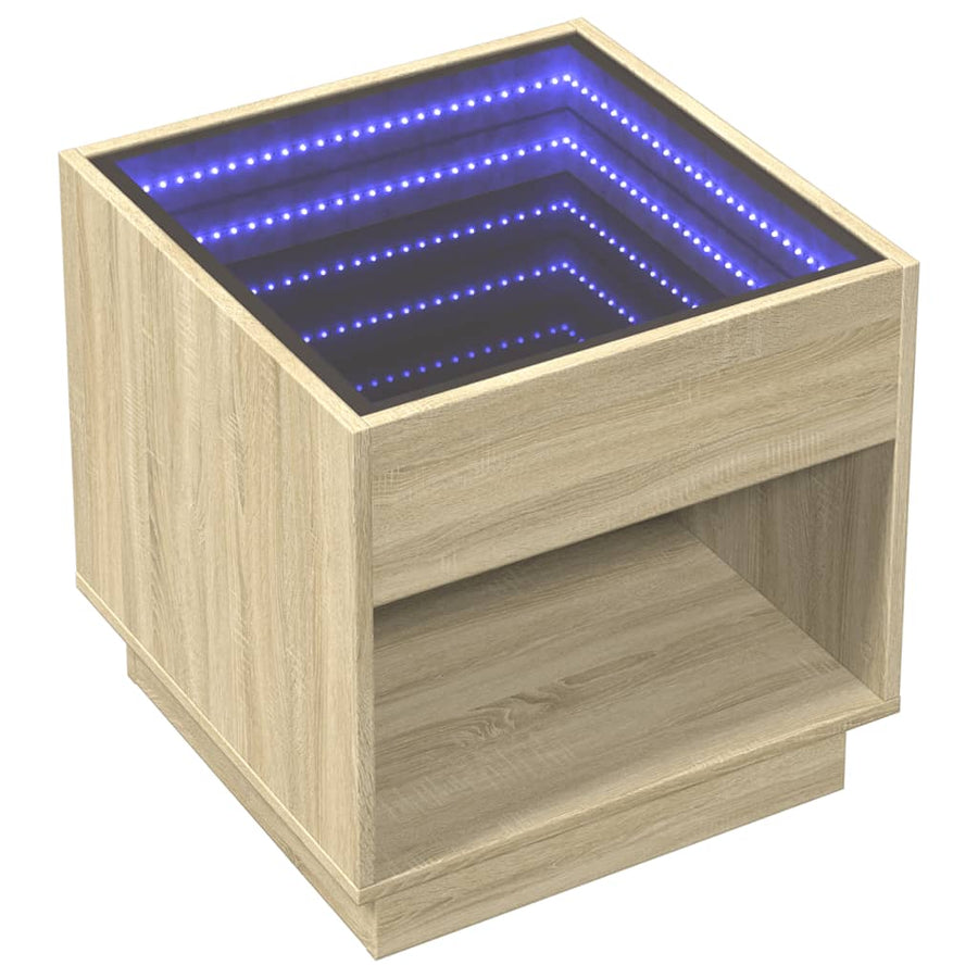 Salontafel met Infinity LED 50x50x50 cm sonoma eikenkleurig