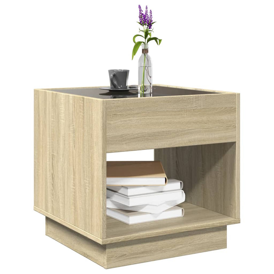 Salontafel met Infinity LED 50x50x50 cm sonoma eikenkleurig