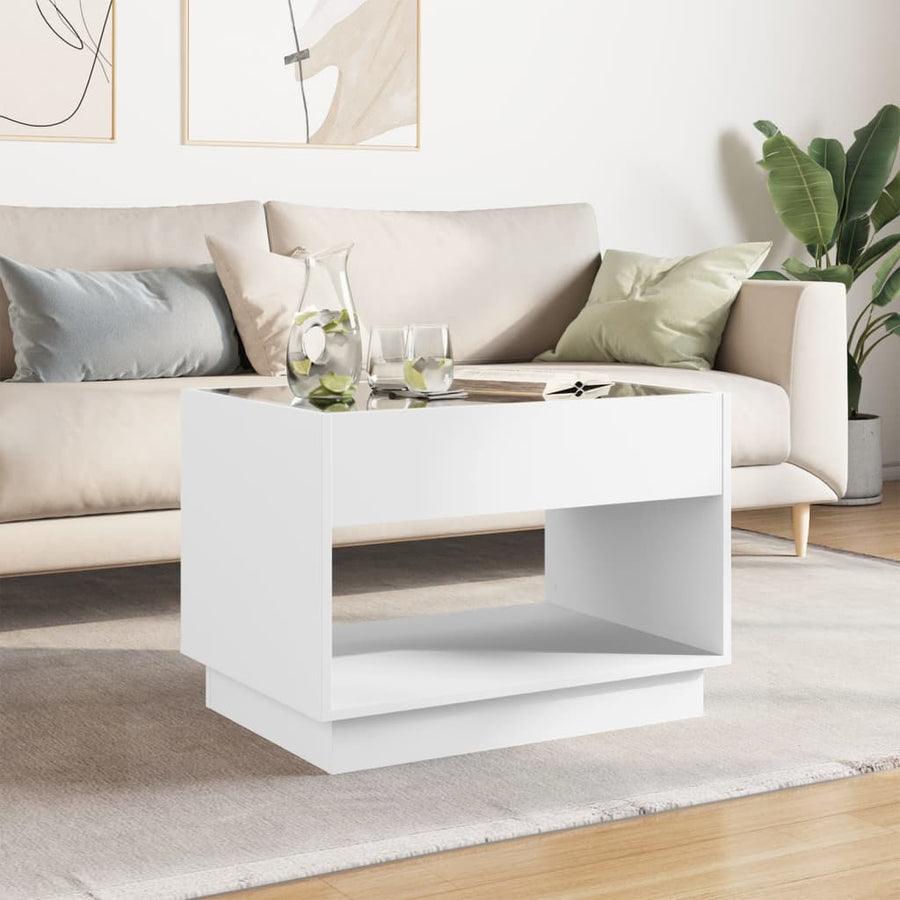 Salontafel met Infinity LED 70x50x50 cm wit