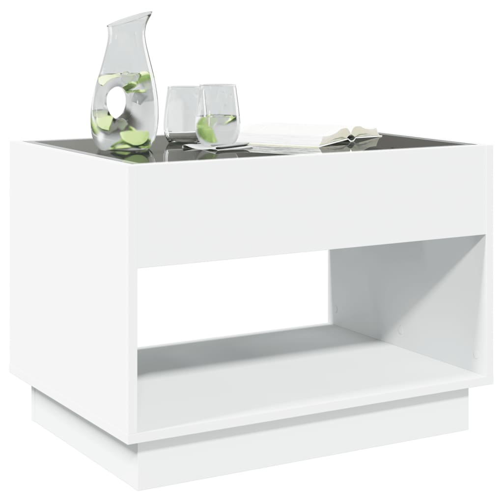 Salontafel met Infinity LED 70x50x50 cm wit