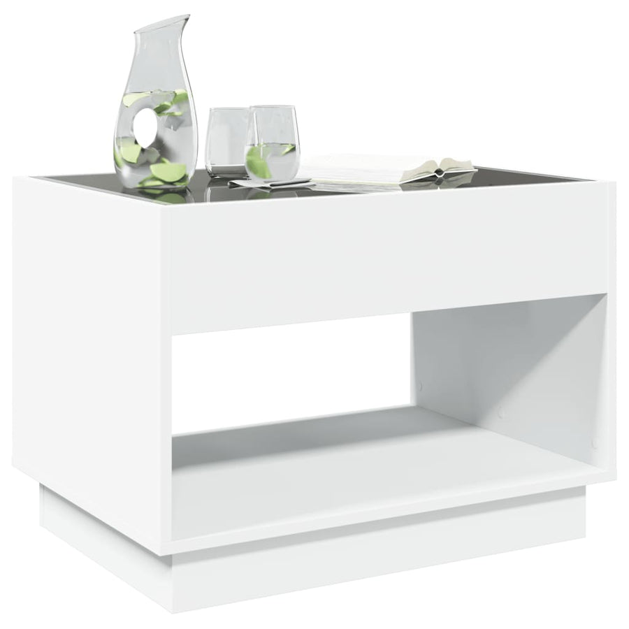 Salontafel met Infinity LED 70x50x50 cm wit
