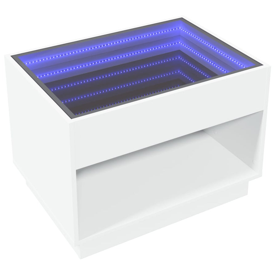Salontafel met Infinity LED 70x50x50 cm wit