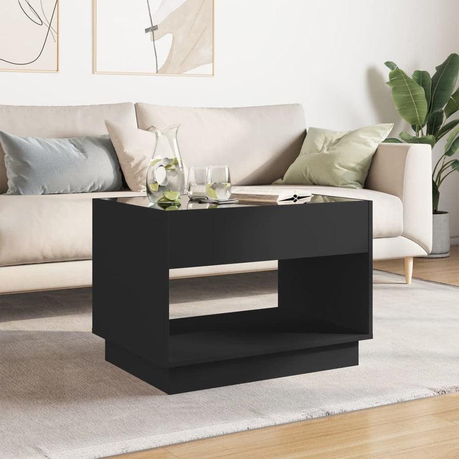 Salontafel met Infinity LED 70x50x50 cm zwart