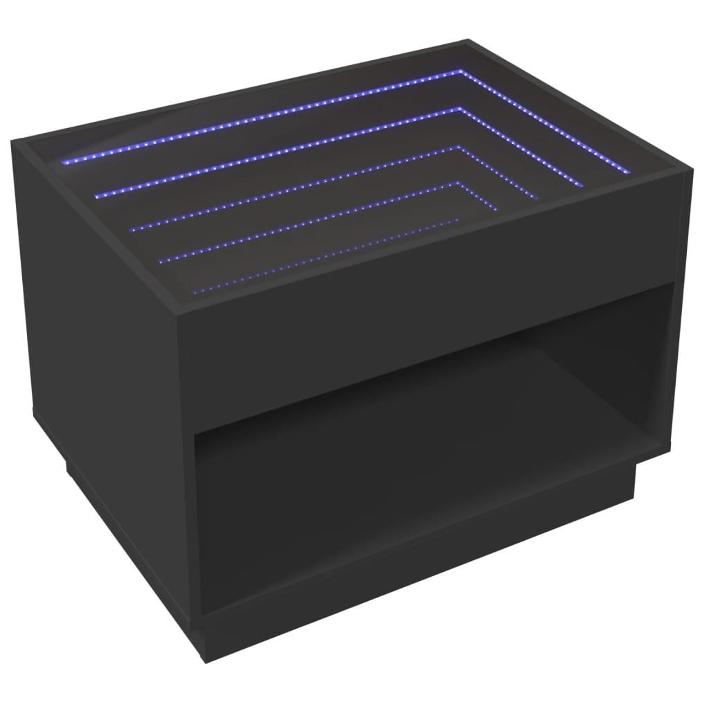 Salontafel met Infinity LED 70x50x50 cm zwart