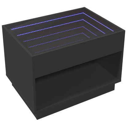Salontafel met Infinity LED 70x50x50 cm zwart