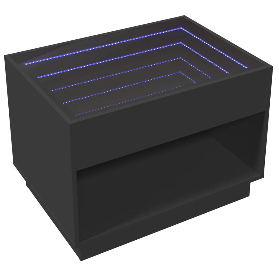Salontafel met Infinity LED 70x50x50 cm zwart