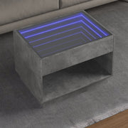 Salontafel betongrijs 70x50x50 cm LED