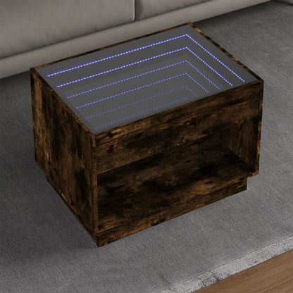 Salontafel met Infinity LED 70x50x50 cm gerookt eikenkleurig