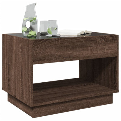 Salontafel met Infinity LED 70x50x50 cm bruin eikenkleurig